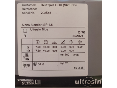 ОЛ Mono Standart 1.60 ODV Superclean Blue RX