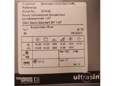 ОЛ Mono Standart 1.67 ODV Superclean Blue RX
